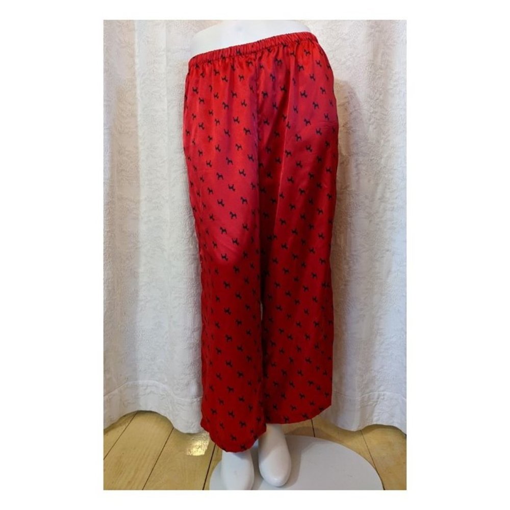 MIXIT Red Satiny Scotty Dog Lounge Pajama Pants
